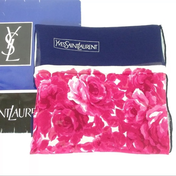 Authentic YVES SAINT LAURENT Rose Pattern Scarf - Picture 5 of 5